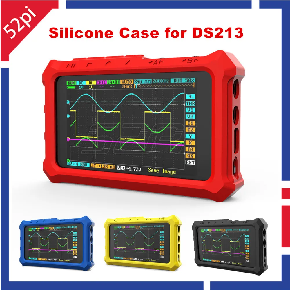 52Pi Protective Silicone Case Rubber Case for Mini DSO DS213 DSO213 DS203 DSO203 Oscilloscope, 4 Colors Available Optional