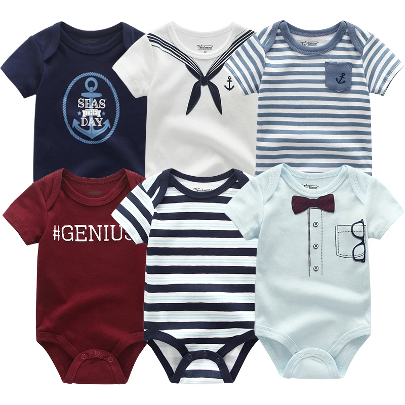 

6 шт./партия Zomer Pasgeboren детские трусики Korte Mouw Jongens en Meisjes Panty Katoen Baby Pyjama Babykleding