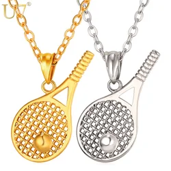 U7 Men Stainless Steel Tennis Racket Ball Pendant Necklace Gold Color Jewel Gift for  Sports Lover Unisex