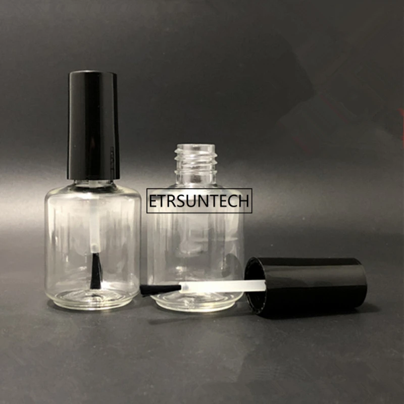 100pcs Empty PET nail polish bottle 30ml Clear bottles Essetial oil bottle Serum Brush F2758