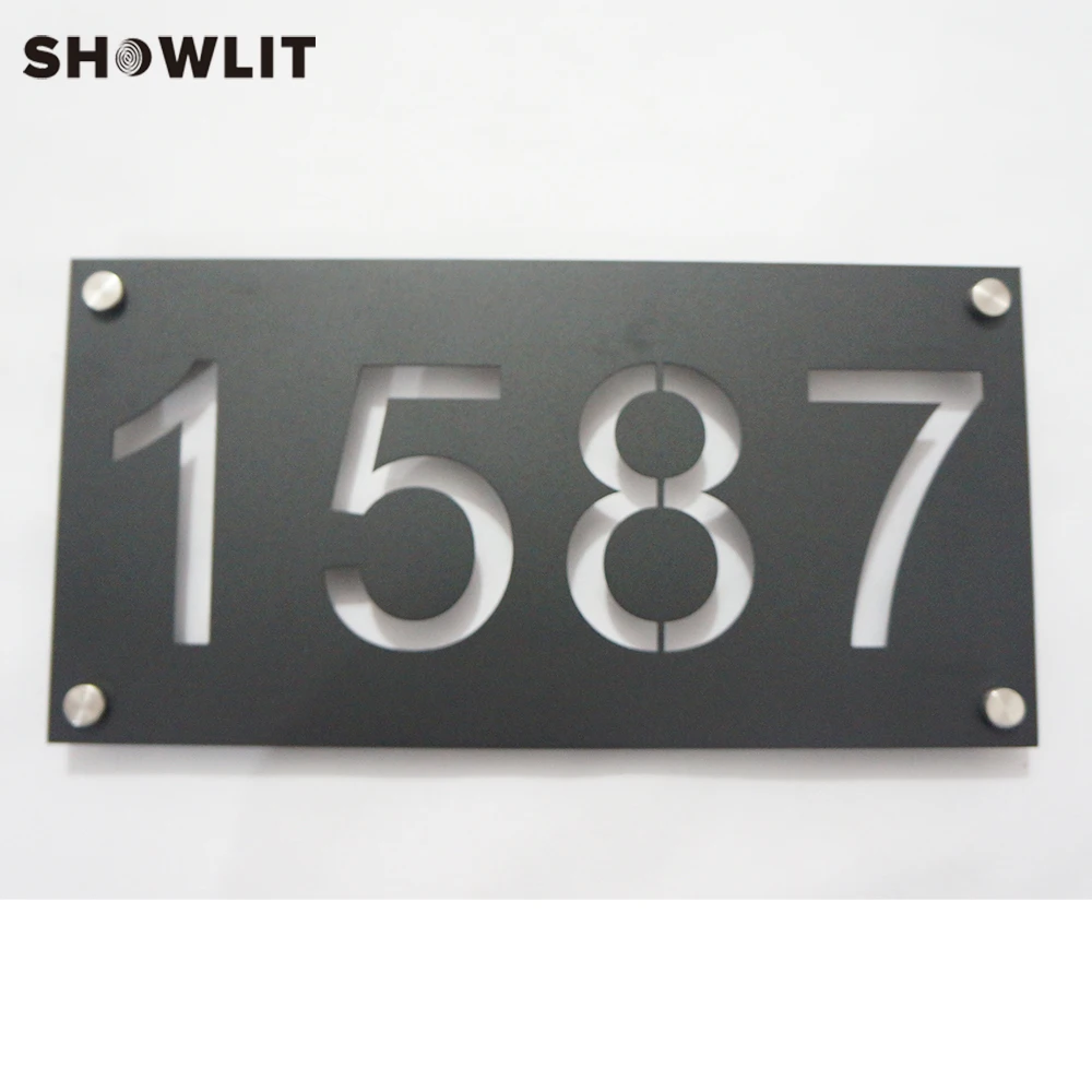 Black Color Door Plate Customized Waterproof Powder Coated Stainless Steel Number Plate Outside Door Sign with Family Name