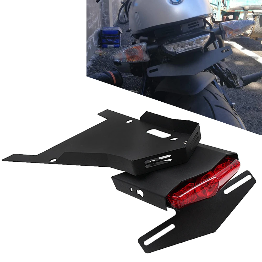 

Motorcycle Tail Mount License Plate Bracket Brake Rear Lamp Taillight for BMW R NINE T 2014-2019 R9T