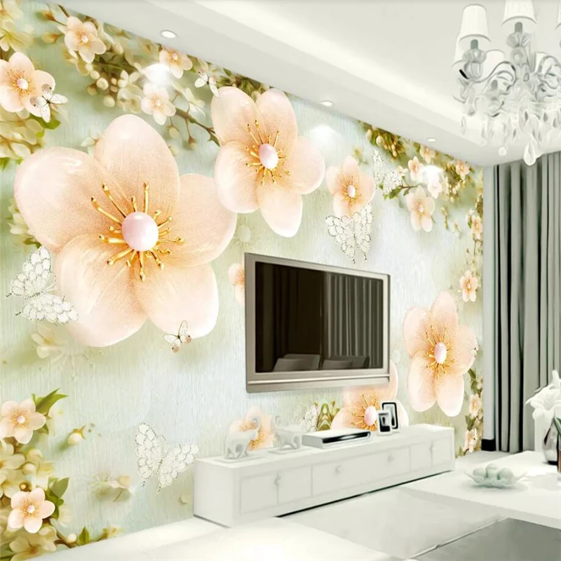 

wellyu papel de parede Custom wallpaper 3d photo murals beautiful 3d stereo retro fresh plum European TV background wall paper