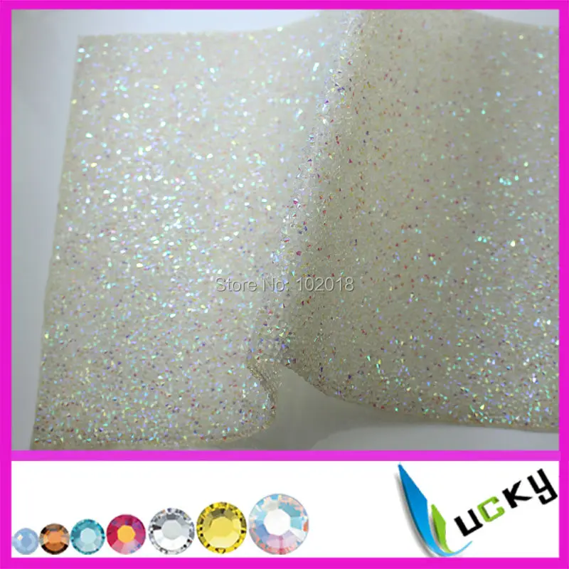 5pcs 24X40cm  crystal ab hot fix resin rhisntones trimming mesh Strass Crystal Applique Wedding dress decorative