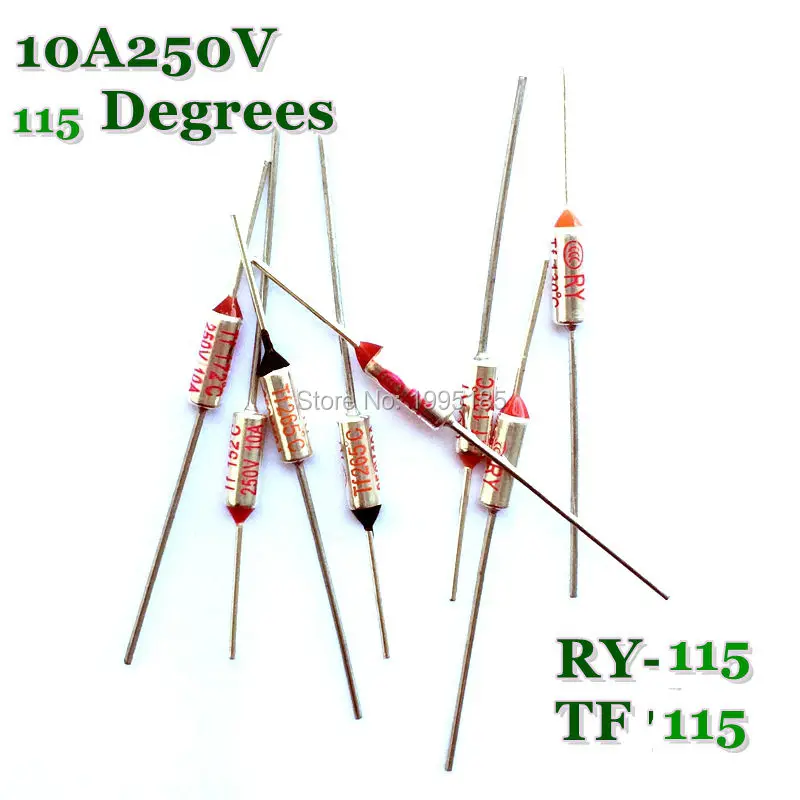 RY 10pcs/lot New Micro thermal fuse 10A250V 115 Degrees Tf 115 C Mini temp fuse metal shell Thermal Cutoff RY-115 RY115