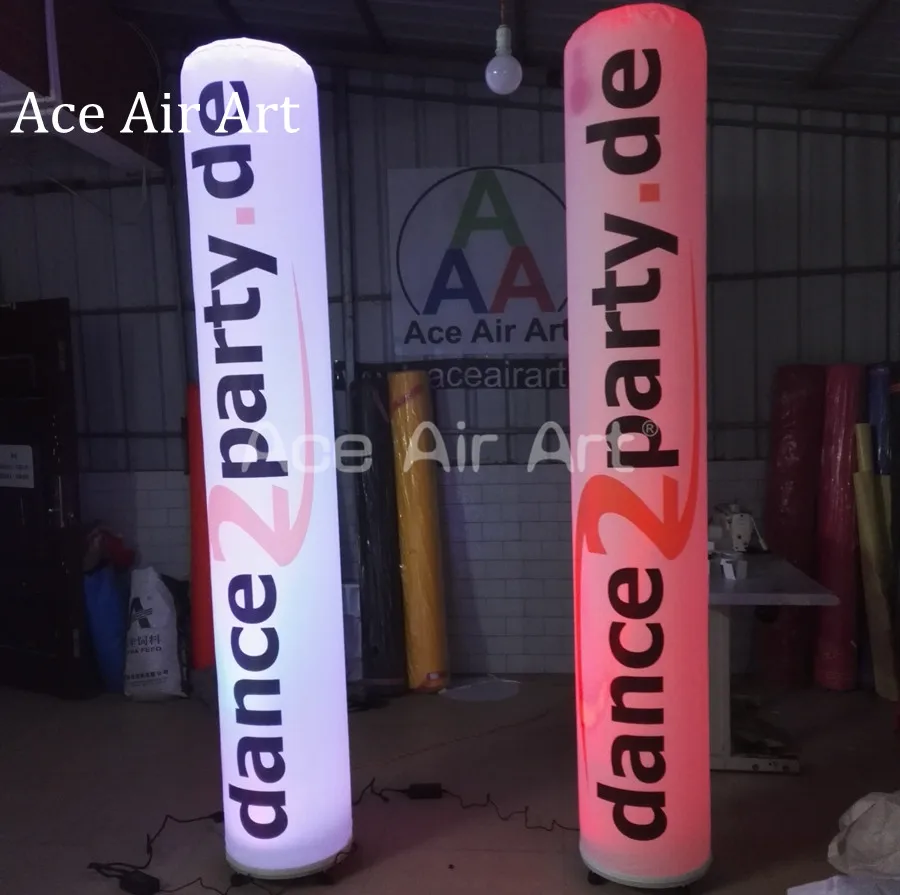 2 Peices 2.2m High Inflatable LED Pillar Lights Pop Up Tube Column For Advertising or Decoration