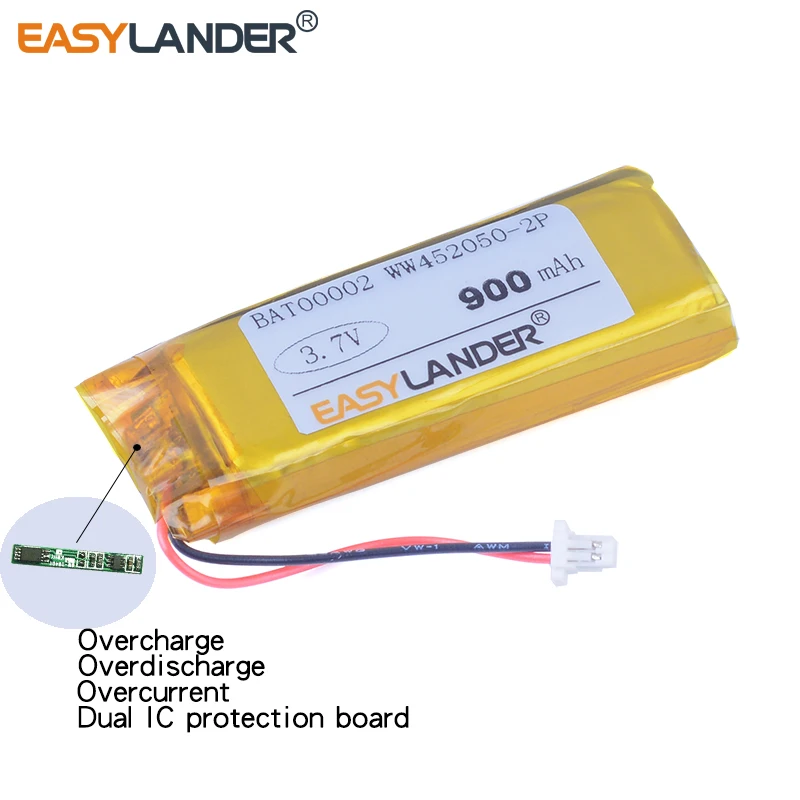 3.7V 900mAh LIP451949-2P  WW452050-2P   li-Polymer Battery For Cardo Scala Rider G4 G9 G9x earphone ZN452050PC-1S2P SHO-1