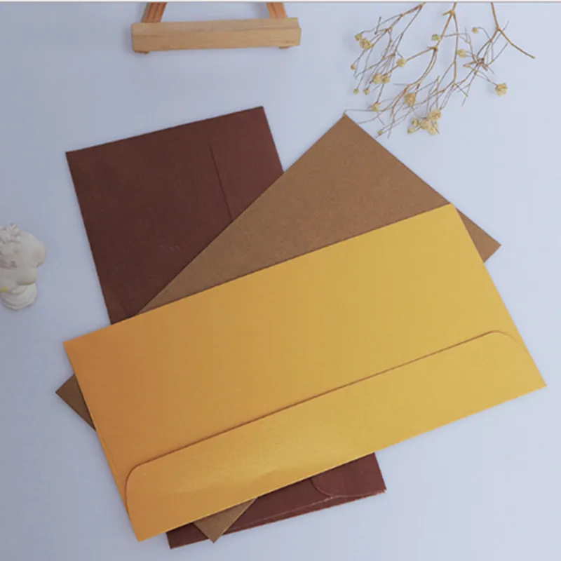 50pcs 220x110mm Gold Stamping Envelopes Wedding Business Invitation Envelopes Retro luxury envelopes Western-style envelopes