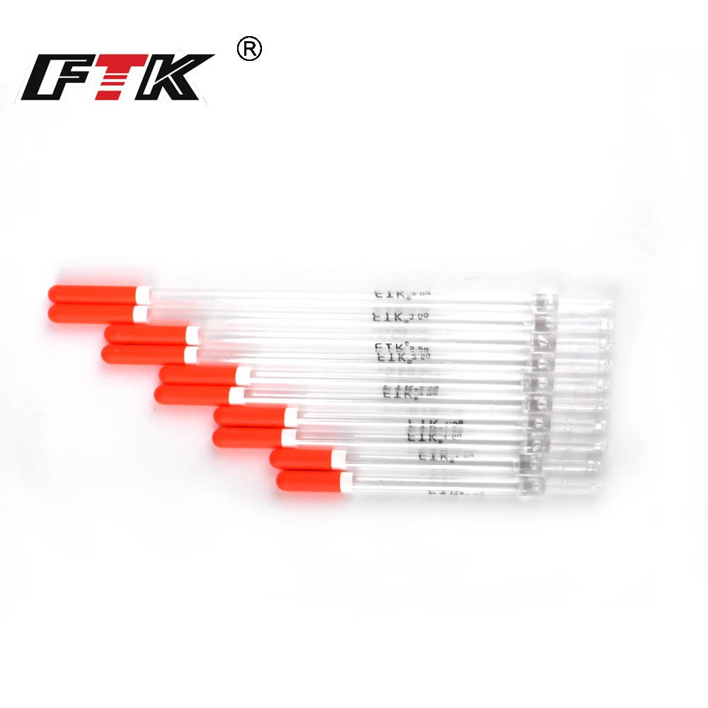 FTK 10PCS/Lot Nylon Plastic Float 1.0g/1.25g/1.5g/2.0g/2.5g/3.0g Crystal Plastic Fishing Floats Tube Set Fishing Tackle
