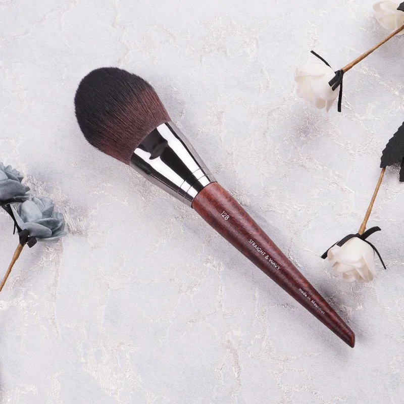 Luxury Round Kabuki Brush #124 Wood Handle Dome Shape Dense Powder Brush #128 Tapered Precision Blush Powder Makeup Brushes