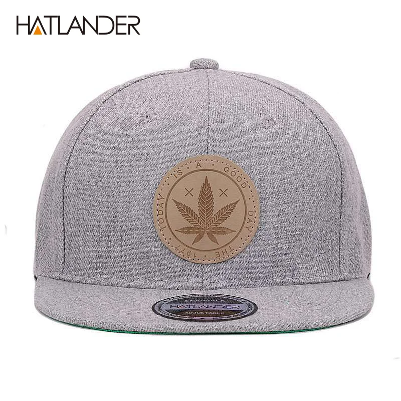 [HATLANDER]Maple solid cotton snapback caps women's flat brim hip hop cap outdoor baseball cap bone gorras mens caps and hats