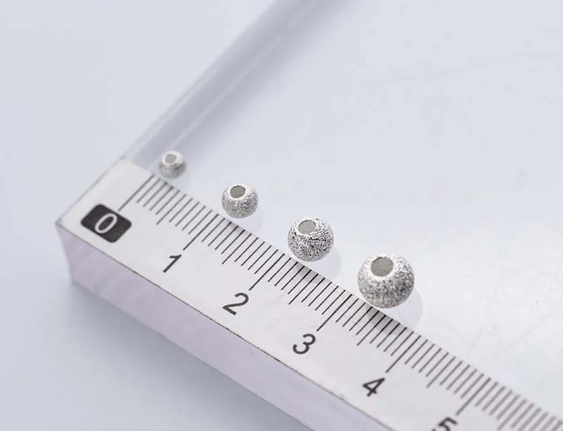 10pcs/lot 925 Sterling Silver Matte Round Beads 3mm 4mm 5mm 6mm Hand Made Big Hole Spacer Beads DIY Jewelry Making Accessories