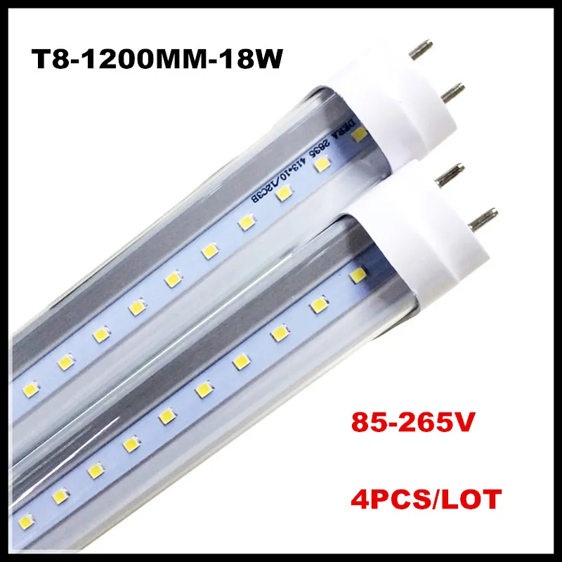 

T8 LED 4 Feet Tube Lamp 18W 22W 4FT Tubes Light G13 1200mm Replacement Fluorescent Fixture AC85-265V LED Tube Milky Clear Cover