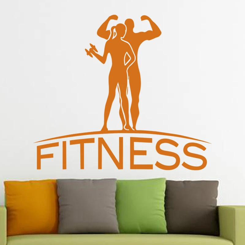 Gym Sticker Fitness Decal Body-building Dumbbell Posters Vinyl Wall Decals Pegatina Quadro Parede Decor Mural Gym Sticker