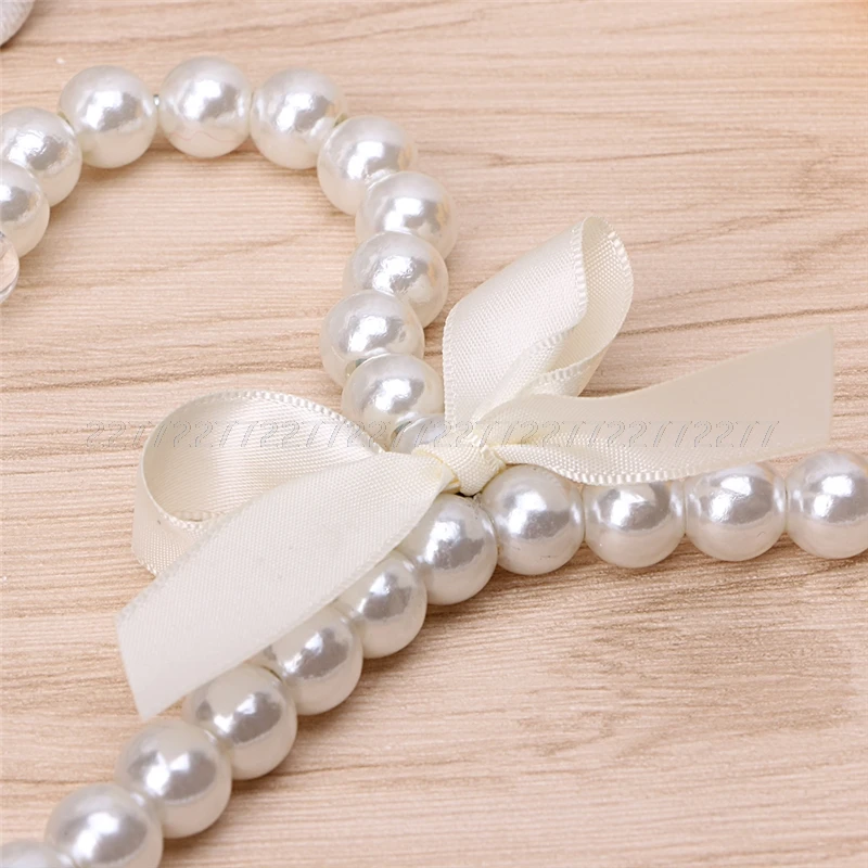 Fashion Plastic Pearl Bow Clothes Clothing Hanger For Kids Children Pet Dog JUN21 dropship