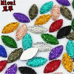 Micui 100PCS 7*15mm Crystal Resin Rhinestones Horse Eye Crystals Stones Applique Non Hotfix for DIY Garment Crafts MC786