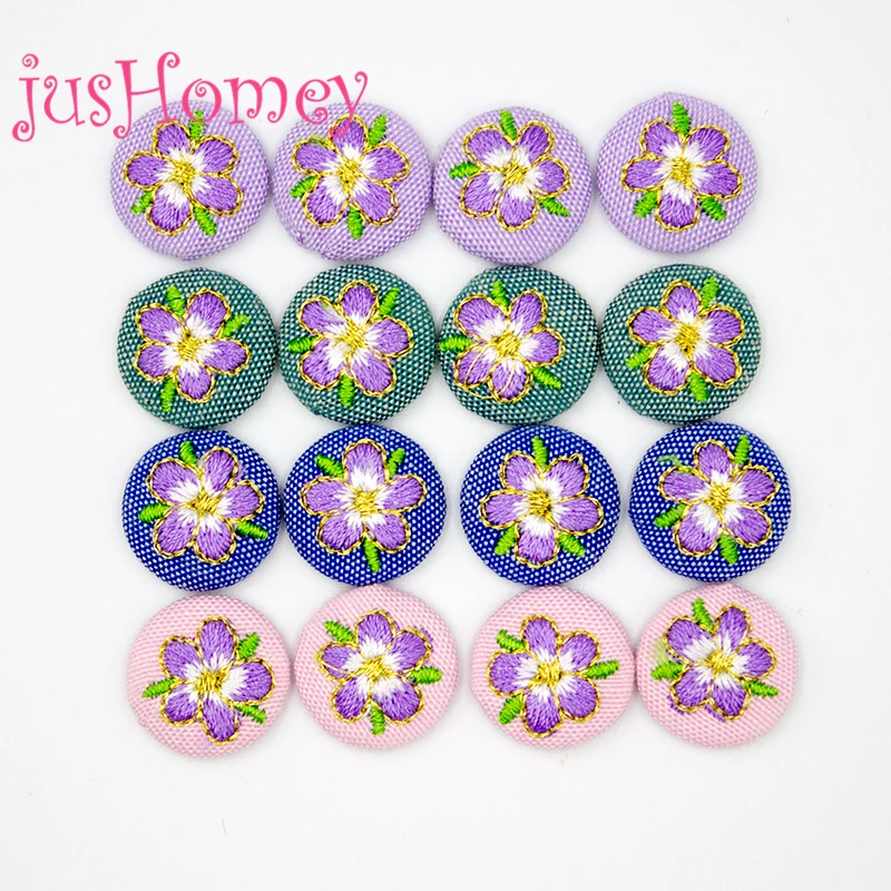 20PCS Mixed Colors Embroidery Fabric Covered Buttons 0.78\