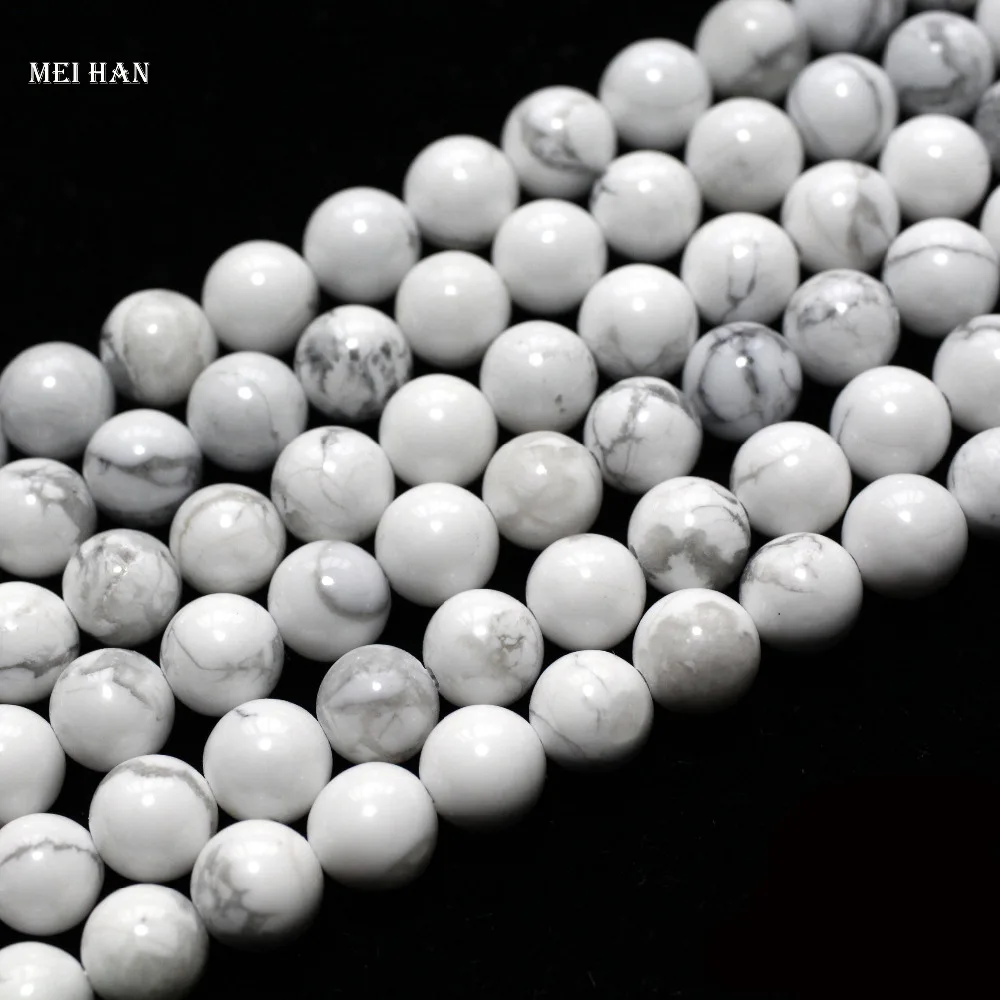 Meihan  (Free Shipping) 6mm 8mm 10mm Natural Howlite Smooth Round Beads Stone For Jewelry Making Design Or DIY