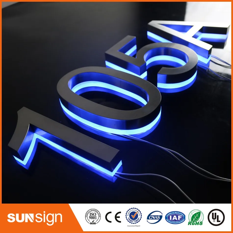 H25cm Custom Rvs Led Verlichte Backlit Huis Nummers Voor Hotels