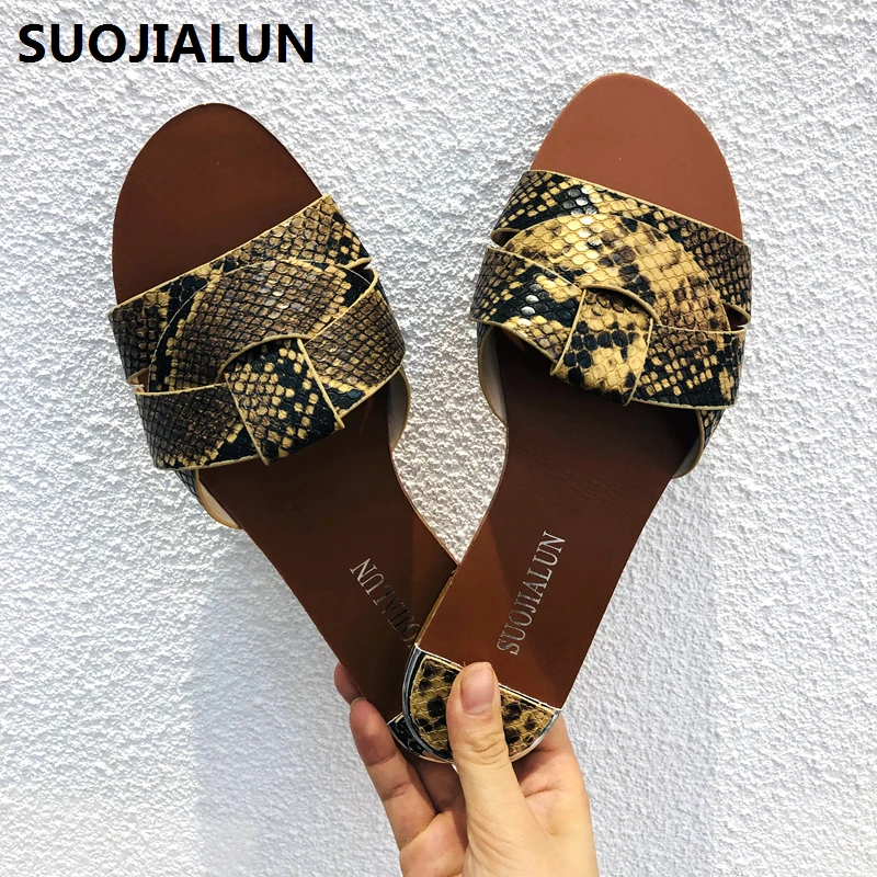 SUOJIALUN 2019 Summers Beach Slippers Women Flip Flops Outdoor Flat Shoes Ladies Sandals Hot Sale Slide New