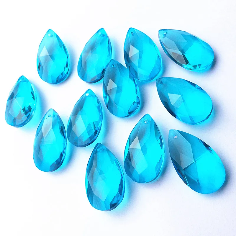 

Top Quality 38mm 60pcs/lot Aqua Crystal Faceted Lighting Parts Glass Nice Chandelier Water Drop Pendants For Curtain Accessories