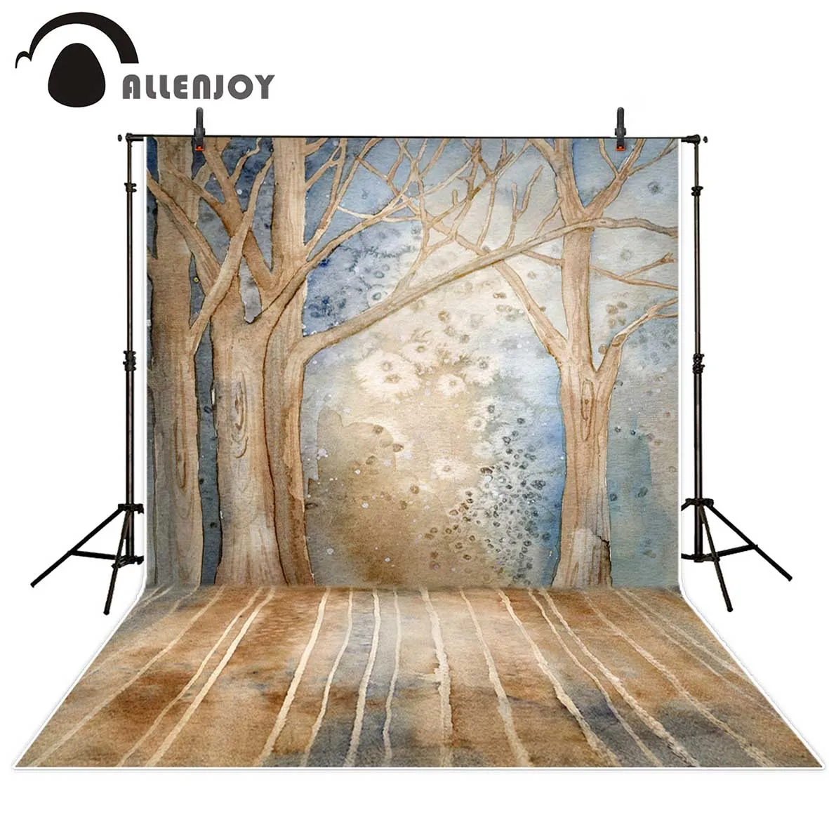 Allenjoy photography background Vintage trees winter snow oil painting style backdrop Photo background studio camera fotografica