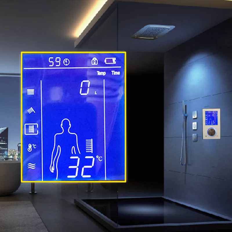 Imagem -02 - Válvula Misturadora Torneira Inteligente Termostato Touchscreen Inteligente Duche de Chuveiro Painel Oculto Lcd Digital Banheiro