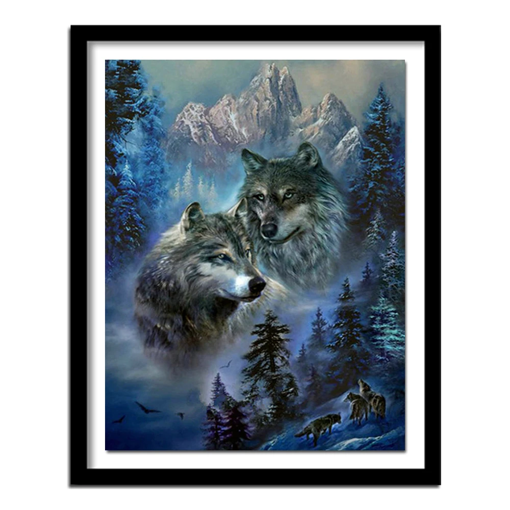 NEW forest wolf 5d Diamond  full Diamond Painting Cross Stitch Diamond Embroidery Animal Pattern rhinestone decoration