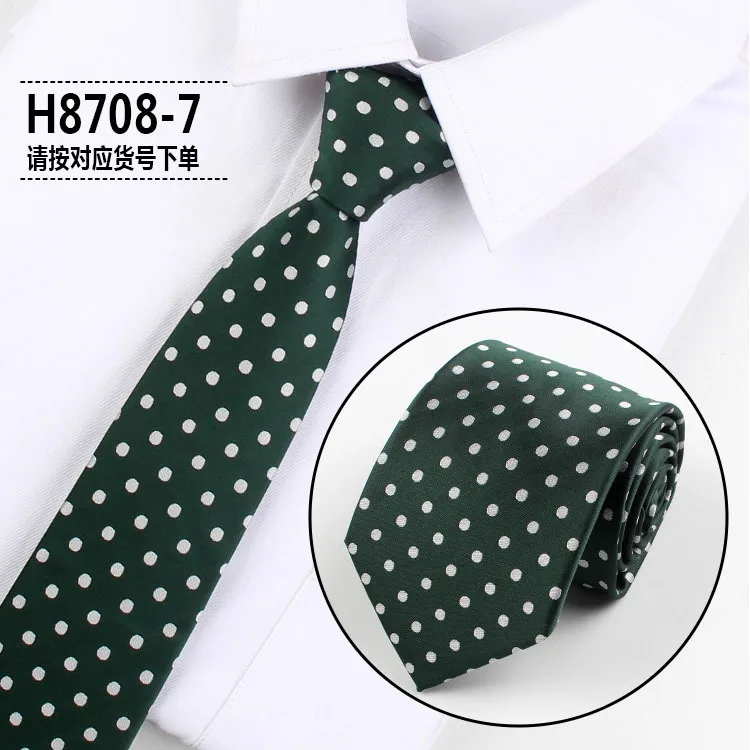 8 cm Men\'s skinny fashion dot neckties men slim polyester neck tie Polka Dot Man polyester jacquard neckies for Gentlemen