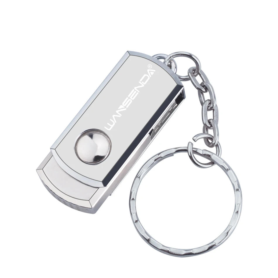 WANSENDA Key Chain USB Flash Drive 128GB 64GB Rotation Pen Drive 4GB 8GB 16GB 32GB Metal Pendrive Flash USB Memory Stick