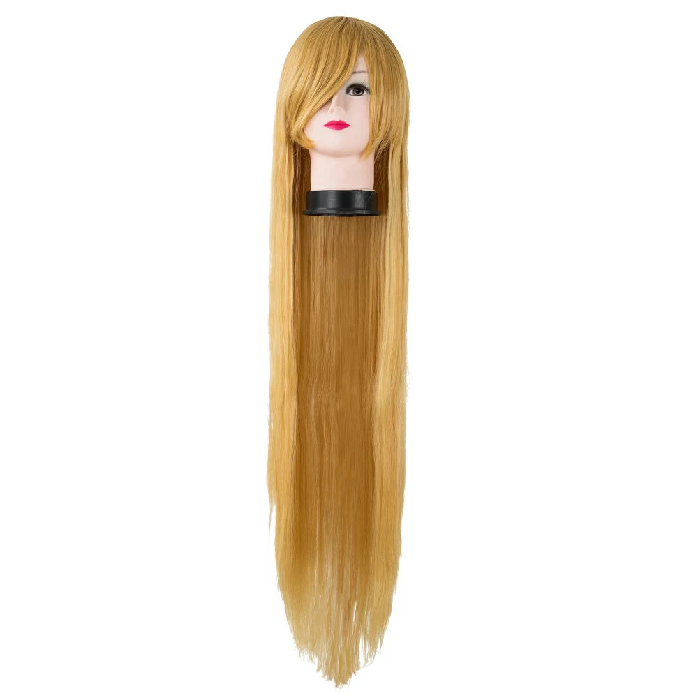 Long Straight Wig Fei-Show Synthetic Heat Resistant 100 CM/40 Inches Hair Costume Cosplay 8 Inches Bangs Picture Color Hairpiece