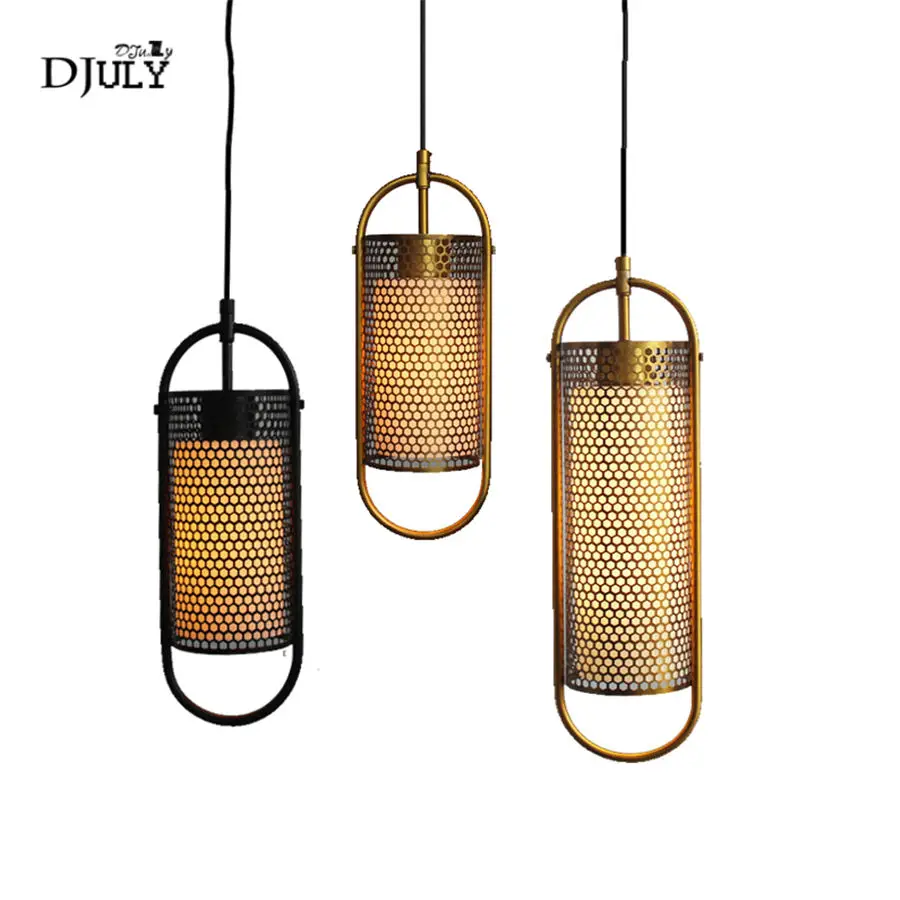 

American Oval metal net pendant lights for dining room living room bar kitchen fixtures led luminaire loft decor industrial lamp