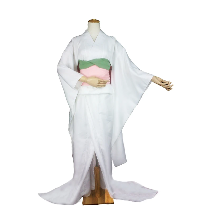 Rukia Kuchiki's Zanpakuto Sode no Shirayuki Halloween Cosplay Costume White Kinomo Dress