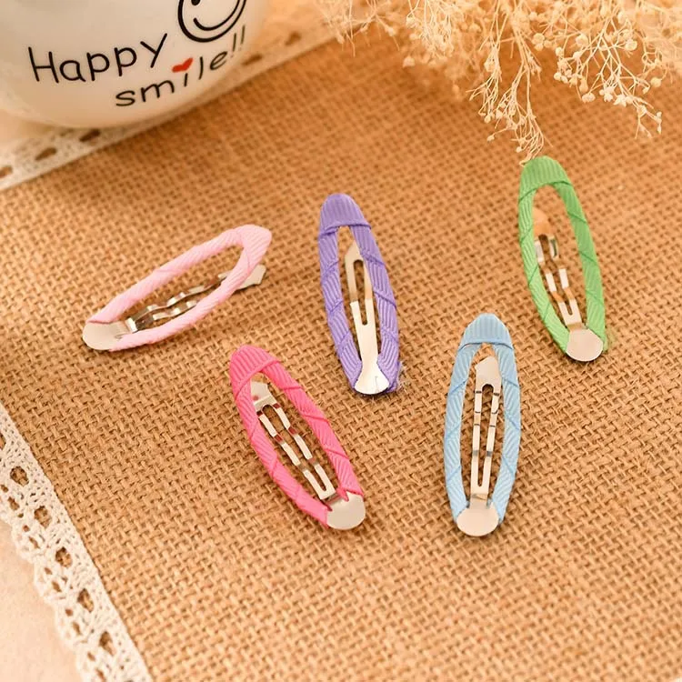 100 X 5cm BB Clips Wrapped With Ribbon Water-drop Clips Hair Clips Hairpins Kids Hair Grips DIY Accessories