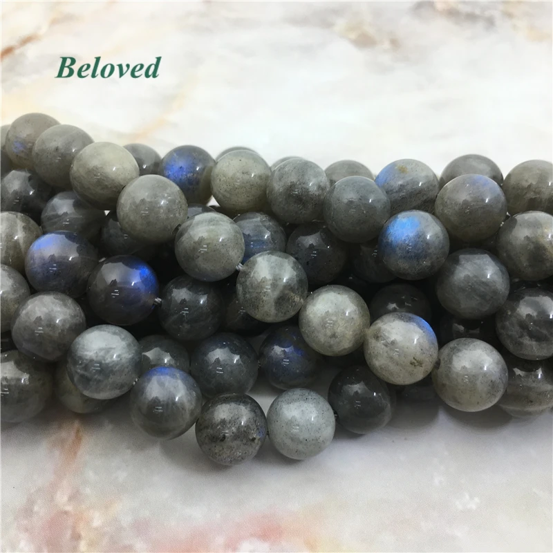 

5Strands Round Smooth Flash Labradorite Stone Loose Beads,A++ Gray Moonstone Necklace Bracelet Making Spacer Beads, BG2311034