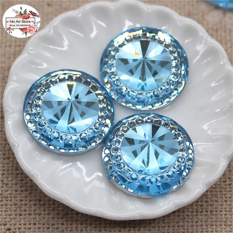 50pcs Shining Round Acrylic Rhinestone Flat back Cabochon Art Supply Decoration Charm Craft DIY 16mm no hole