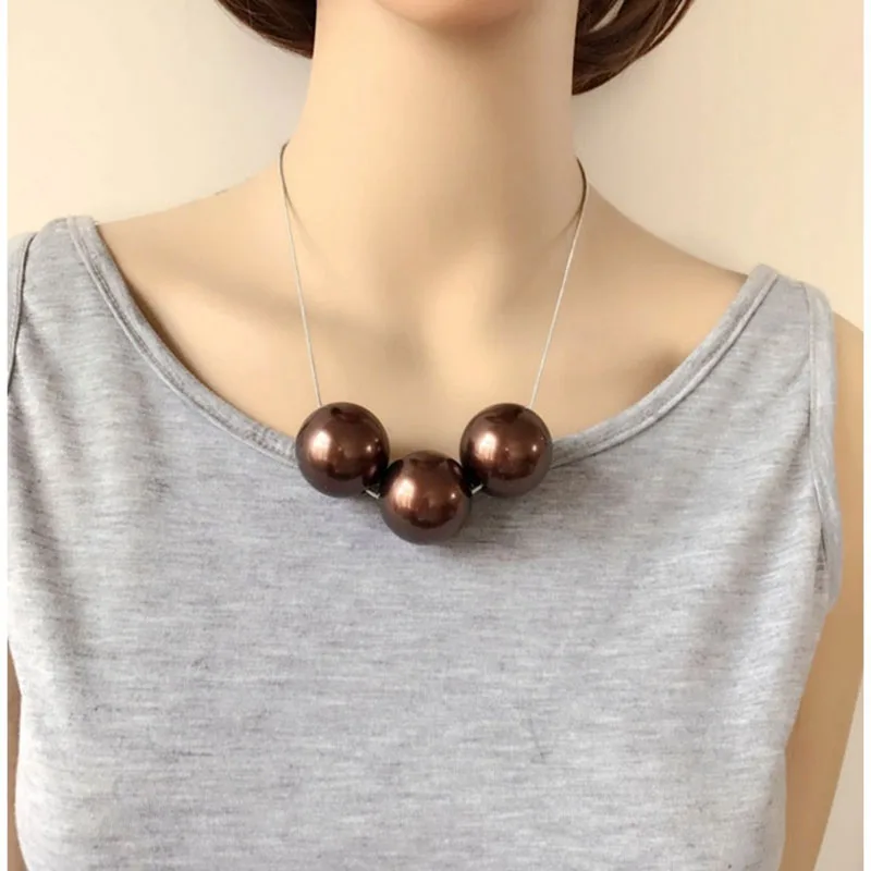 Chunky Imitation Pearls Statement Choker Necklace For Women Bohemia Big Pendant Choker Collar Fashion Jewelry Colliers Colar