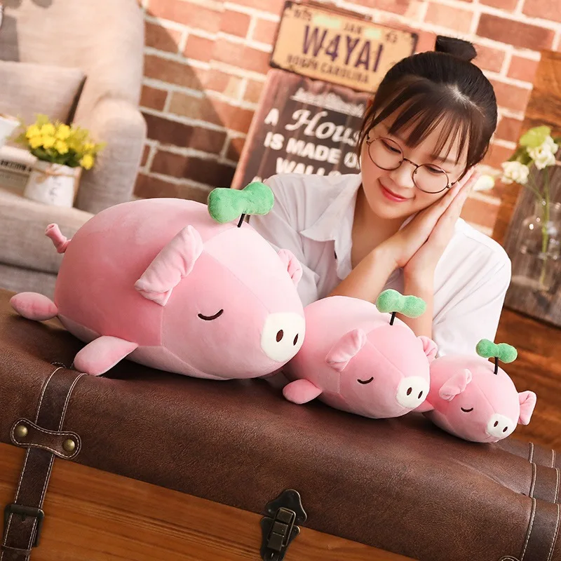 New Cute Down Cotton Sprouting Grass Pig Doll Plush Toy Children Girls Sleeping Comfort Doll Pillow Xmas Gift  Anime Plush