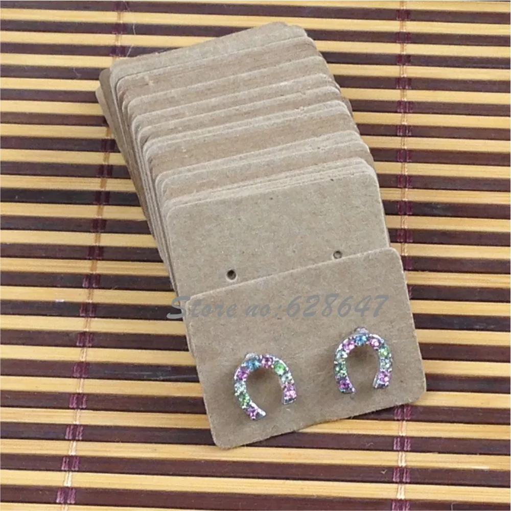 3.5*2.5cm 200Pcs/ Lot Kraft Paper Ear Studs Hang Tag Jewelry Display Card Earring Kraft Paper Tag Ear Ring Paper Hang Price Tags