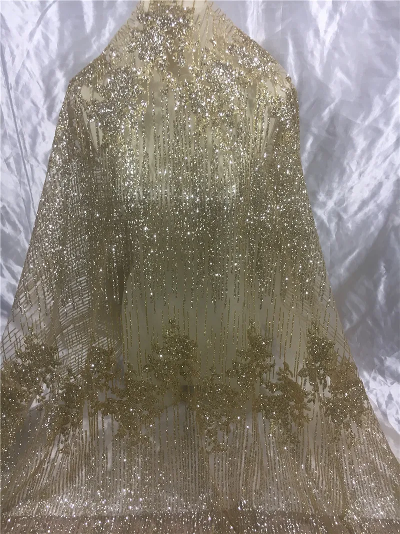 

Hot selling gold color glued glitter tulle Lace Fabric glued glitter lace fabric JRB-10285 for party dress