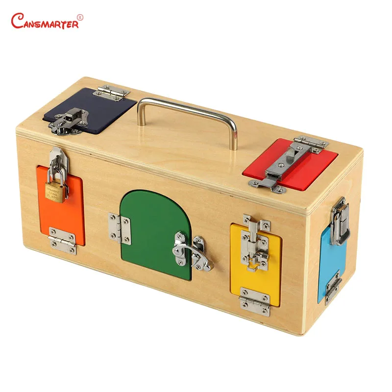 Locks Exercise Box Montessori Box Multiple Shape Training Materials Daily Life Game Wooden Educational Home Preschool Child Toys