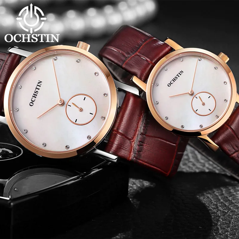 Montre de luxe pour hommes et femmes, horloge à Quartz, étanche, bracelet en cuir véritable