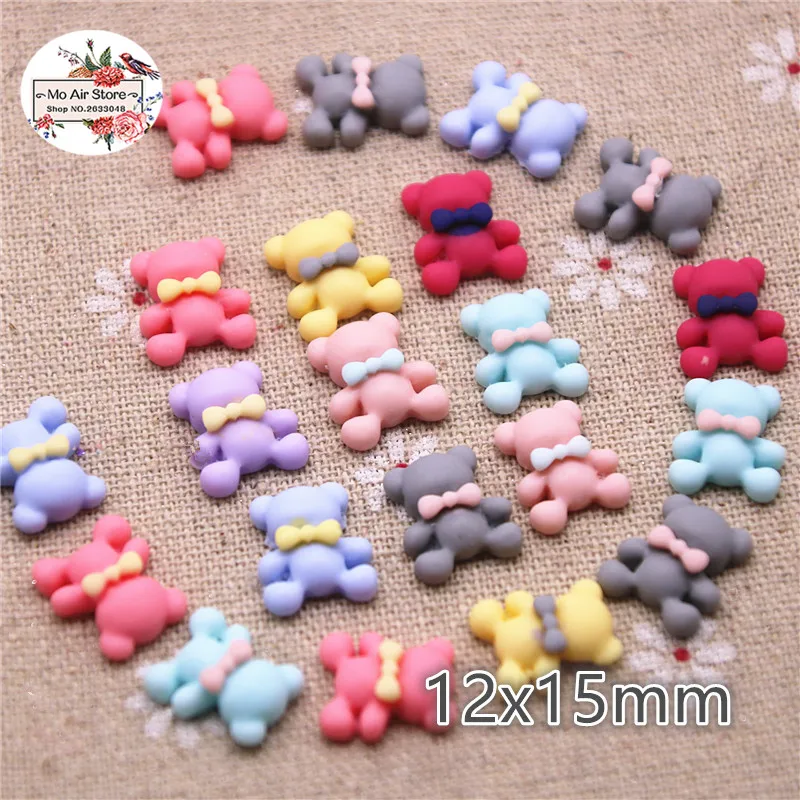 

50pcs 12x15mm mix color small bear resin flatback cabochon DIY jewelry/phone/nail art decoration