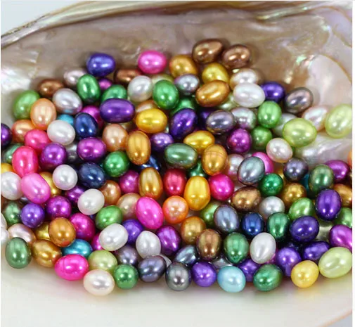 

DIY Jewelry Making 6-7MM Genuine Real Pearl Beads 20pcs/Lot Rice Colorful Loose Pearls Akoya Oyster Loose Dyed Pearls ABH653