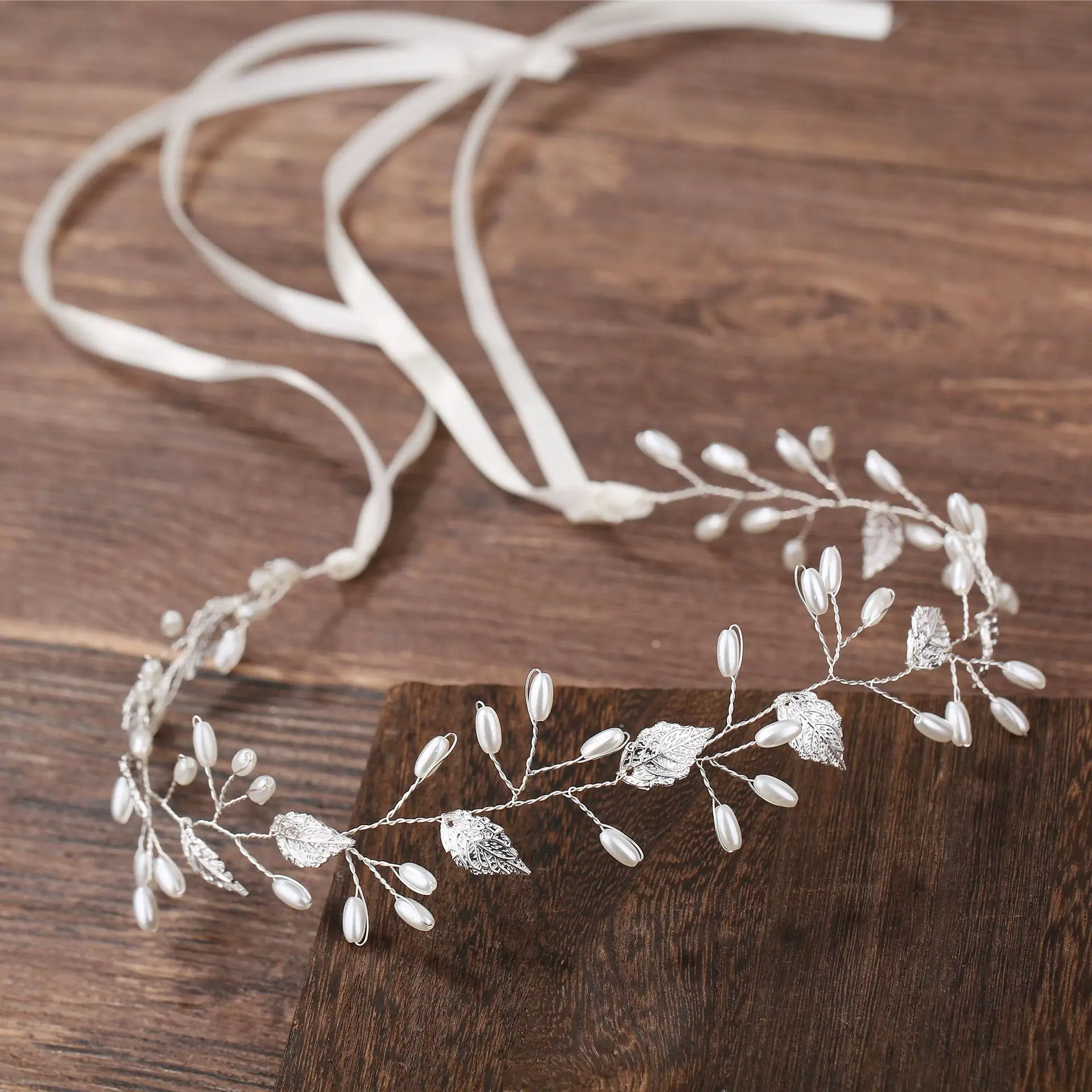 Greek Goddess Leaves Hairbands Bridal Metal Hair Accessories For Wedding Engagement Elegant Crown Pearl Headband