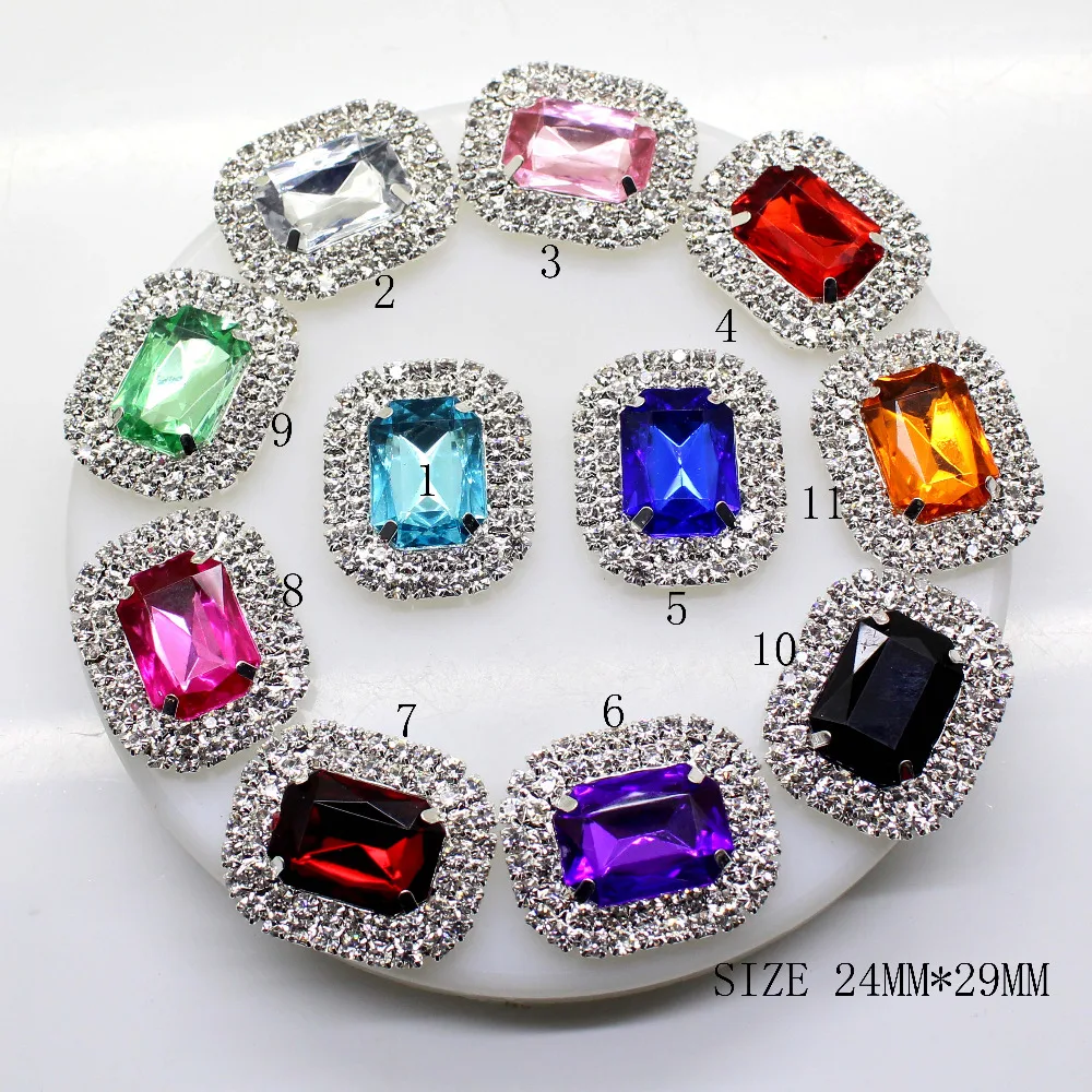ZMASEY NEW HOT 5PCS/LOT 24*29mm Mix Color Deluxe Double Row Rhinestone & Acrylic rhinestone Cluster,Rhinestone Buckle