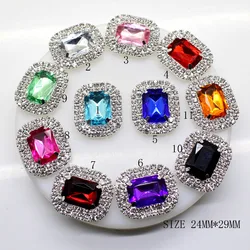 ZMASEY NEW HOT 5PCS/LOT 24*29mm Mix Color Deluxe Double Row Rhinestone & Acrylic rhinestone Cluster,Rhinestone Buckle