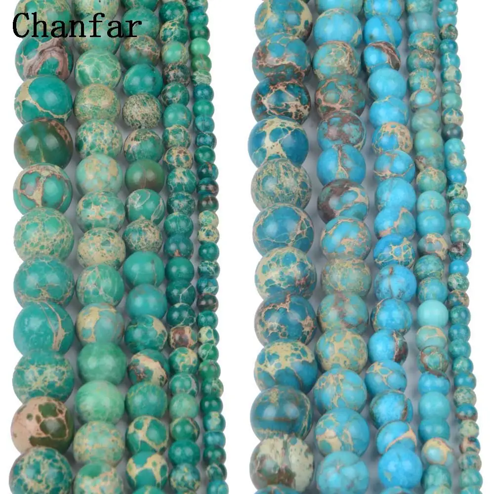 Chanfar Emperor King Stone Green Aqua Beads For DIY Natural Stone Bead Bracelets Jewelry Beads Material