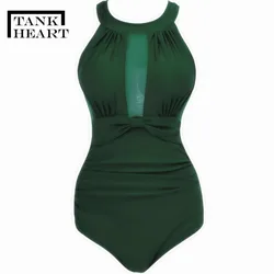 Tank Heart-traje de baño Retro de una pieza para mujer, Monokini Sexy de talla grande, bañador de una pieza, ropa de baño para niñas