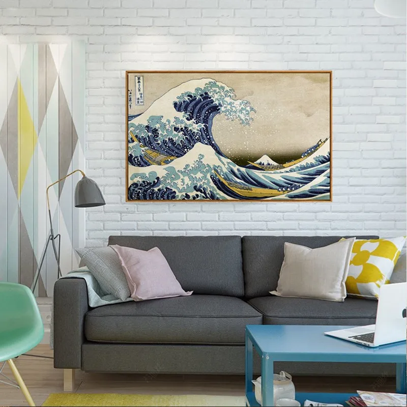 EECAMAIL Diamond Embroidered Japanese Restaurant Diamond Painting Kanagawa Surf Stickers Cross-stitch Full Diamond Masonry Paint